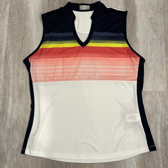 Callaway Womens Gradient Stripe Color Block Golf Polo - Picture 4 of 9